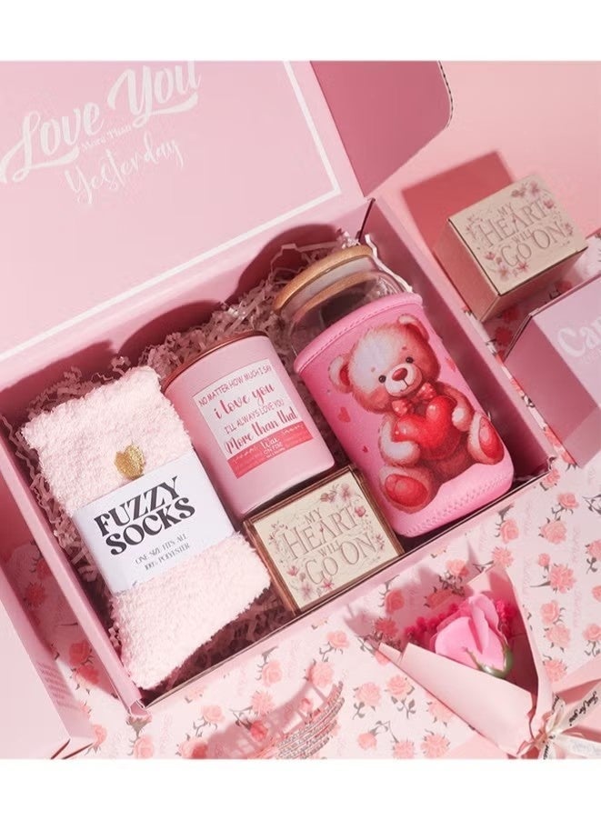 Beauenty Wedding/Birthday Gift Set for Bride & Teen Girl - Pink Luxury Box with Custom Tumbler, Candle & Angel Hairpin (Ramadan Gift for Her) - Image 4